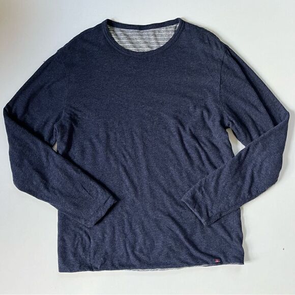 Faherty Cloud Cotton Reversible Crew Navy/Striped - Picture 5 of 10